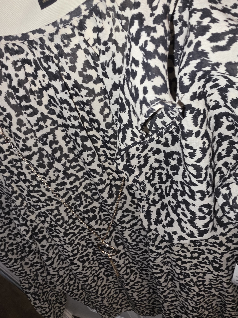 JM Collection Leopard-Print Peasant Blouse - Black & Cream - Picture 6 of 9